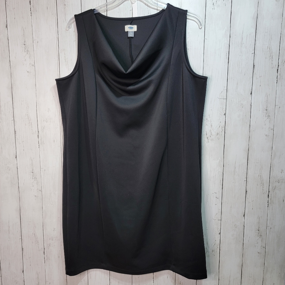 Old Navy Women's Black Scuba Knit Sleeveless Dress Size 2X Draped Neckline. - Picture 1 of 5